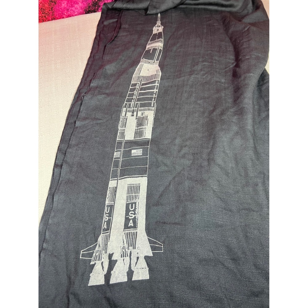 Cyberoptix Saturn V Rocket Pashmina Scarf Black Gray 70x27 Space NASA